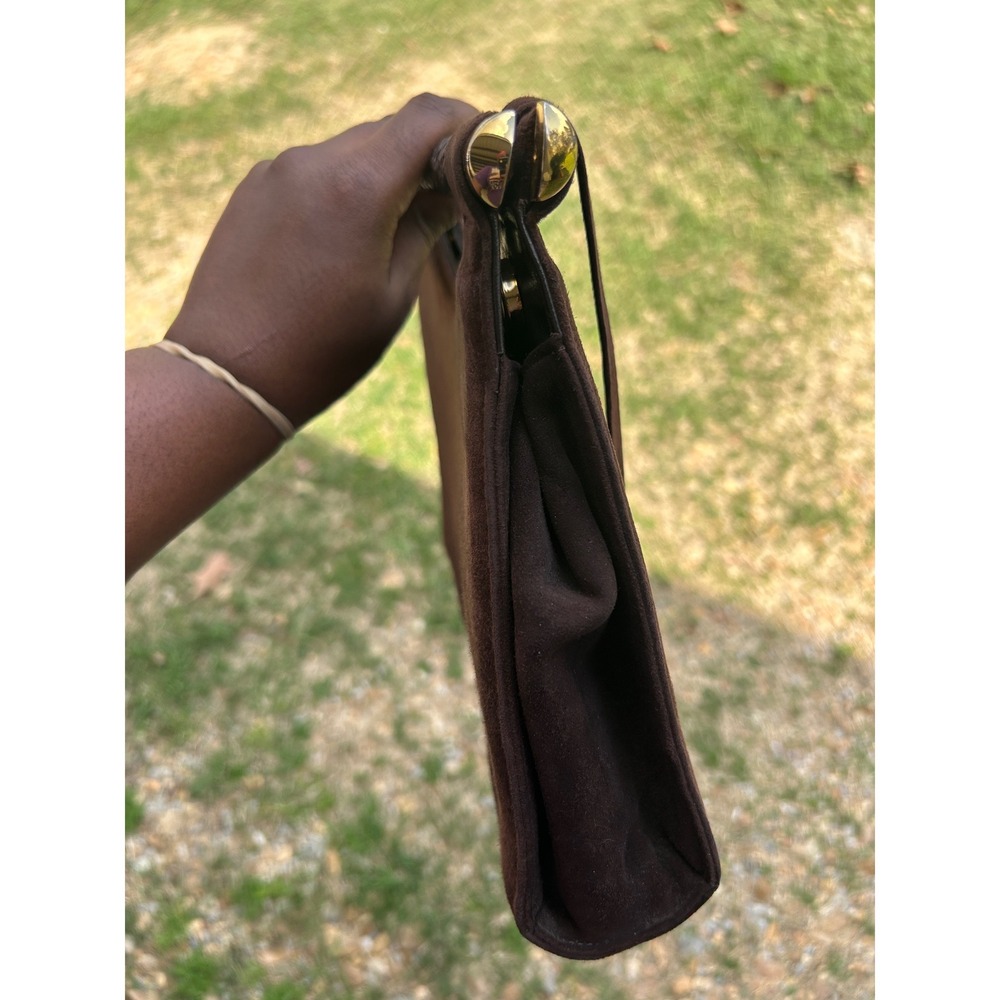 Stuart‎ Weitzman Handbag Women Brown Suede Woven Handle Vintage purse - Picture 3 of 14